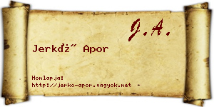 Jerkó Apor névjegykártya